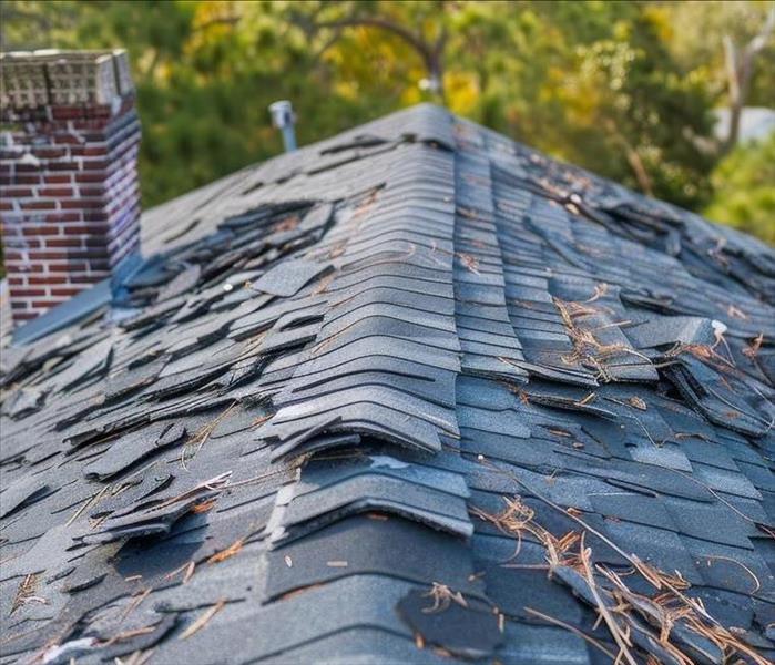 Roof inspection reveals hail damage on shingles